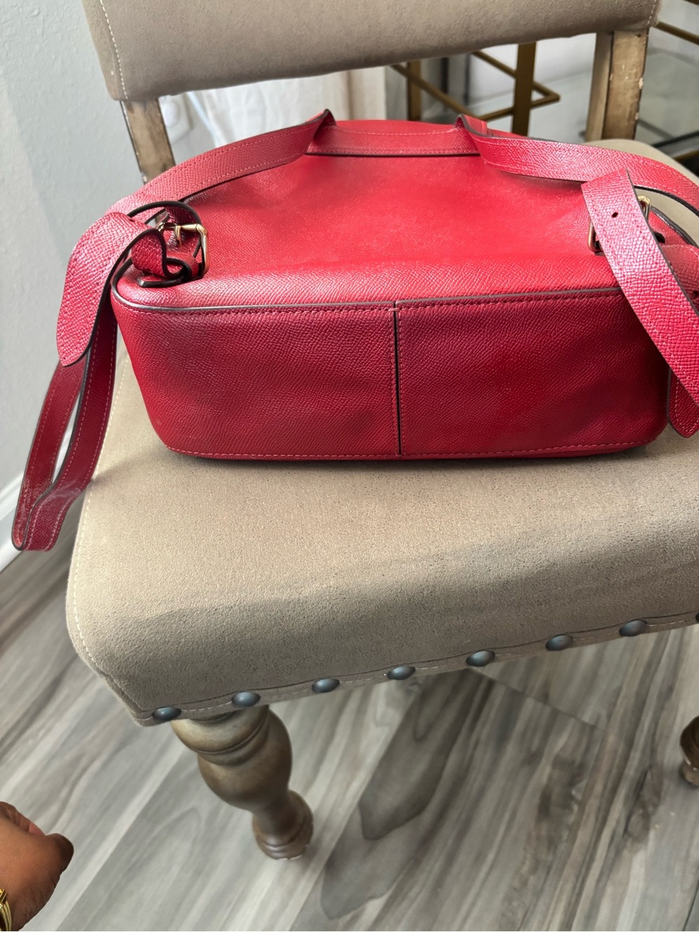 Coach Red & Brown Leather Mini Backpack with Gold Hardware - Picture 3 of 6